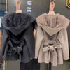 White Turn Coat Women's Autumn Winter Belt Woolen Coat Fur Coat Fragrant Wind High end Lightweight Short Fur Neck