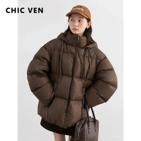 Women Down Coats Solid Loose Hooded 90 White Duck Down Down Jacket Puffs Female Outerwear Autumn Winter