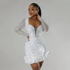 Party Dresses Beading Diamond Long Sleeves Ruffles for women Shiny Elegant Wedding Guest Gown Occasion Celebrate Birthday