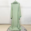 High Street Designer Party vestido Women's Flare Sleeve Scarf Pearls Beaded Maxi Long Dress