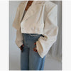 Solid Turn-down Collar Full Sleeve Coat Women Double Breasted Short Blazer Spring Lady Daily Casual Street Outfit
