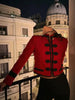 Chic Single-breasted Short Jacket Women Contrast Full Sleeve Cropped Stand Collar Napoleon Coat Lady Daily Street Wear