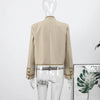 Black Court Style Cropped Jacket For Women Elegant O-neck Long Sleeve Double Breasted Coat Lady Spring Chic Outwear
