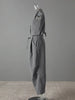 Gray 3 Piece Set Women's Lapel Blazer Short Vest High Waist Drawstring Wide Leg Pants Suit Autumn