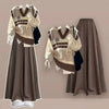 Gentle and Lazy Style Sweater Jacket with Camisole Inside and Casual Pants Set for Women, Autumn and Winter Set, Three, 202