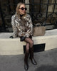 Lady Leopard Print Lapel Fur Coat Women Elegant Single Breasted Loose Jacket Daily Commuting Office Outerwear
