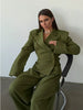 Limo Notched Lapel Wrap Blazer Ruched Waist Side Button Detail Slim Fitted Long Sleeve Women Elegant Cropped Suit Jacket