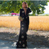 Vintage Printed Blazer Jacket Women's Pants Sets Shoulder Pads V Neck Lace Up Full Sleeve Jackets Wide Leg Pant Lady Outfit