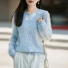 Winter Women's Clothing Tops Brushed Wool Cardigans O Neck Yellow Warm Causal Sweater Soft Solid Knitted Coats B1713005