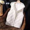 White Down Cotton Vest Jacket Women Hooded Sleeveless Padded Vest Outer Wear Autumn Winter Vests Female Waistcoat Coat