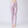 Sexy Women Thin Sheer See Through Pants Elastic Sexy Tight Silk Shiny Pencil Pant Oil Glossy Candy Color Yoga Leggings