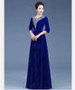 Middle-Aged Mother Golden Velvet Dress Women Autumn Party Dresses Lady V-Neck Temperament Long Dress Female Vestido
