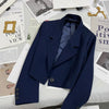 Autumn Solid Color Cropped Suit Jacket for Women Turn Down Collar Single Button Blazer Female Casual Office Lady Blazers Coat