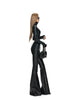 Spring Autumn Long Fitted Soft Black Pu Leather Flare Pants for Women Low Waist Sexy Designer Gyaru Clothes