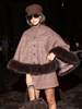Elegant Plaid Cape Skirt 2 Piece Set Women Chic High Waist Single Breasted Faux Fur Hem Shawl Coat Suit Fall Winter Party Outfit