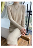 Autumn And Winter 100% Pure Wool Ladies Long Sweater Skirt Semi-High Collar Cashmere Dress Large Knit Bottoming Skirt