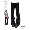 Women Low Rise Jeans Black Flared Denim Pants Gyaru American Retro Korean Cyber Punk Trumpet Jeans Y2k Skinny Bell Bottom