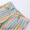 Multicolor Striped Low Waisted Pants Straight Leg Full Length Retro Colorful Trousers Spring Casual Lady Daily Wear
