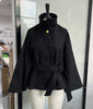 Autumn Elegant Coat Femme Lace Up Slim Woolen Coats Tops Street Casual Solid Turtleneck Jacket Women