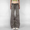 Retro Lace-up Low Rise Pants Streetwear Patchwork Loose Casual for Women Harajuku Straight Trousers Korean