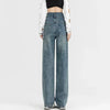 Woman Korean Double Buckle Design Jeans Female Winter Snow Warm Thermal Plush Pants Girls High Waist Denim Trousers