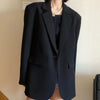 Casual Oversized Black Blazer for Women Korean Style Single Button Suit Jacket Woman Spring Autumn Loose Notched Collar Blazers