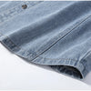 Women's Denim Lace Up Jacket Lapel Neck Waist Cinching Button Front Long Sleeve Coat Spring Femlae Casual Daily Outerwear