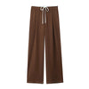 Women's Double Waistband Wide Leg Pants, High Elastic Waist With Drawstring, Side Pockets, Female Trousers, Chic