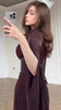 Spring Wine Red Stand Collar Long Sleeve Slim Fit Slit Long Dress Women Elegant Temperament Flowy Gown