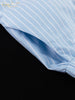 Loose Blue Stripe Women's 3 Pieces Set Elegant Long Sleeve Shirt + Corset With High Waist Wide Pants Set