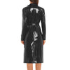 Adults Womens Glossy Open Front Long Jackets with Belt Long Trench Coat Blazer Lapel PU Leather Overcoat Streetwear Clubwear