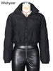Winter Thick Warm Cotton Down Jacket Women Clothing Gray Zipper Short Puffer Parkas Coats Outwear Female Crop Tops Streetwear