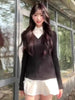 American Vintage Shirt Long Sleeve Mini Dresses Women Clothing Slim Fit Polo Neck Black Short Party Dress Korean Autumn