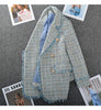 Large Size Women's Tweed Suit Spring Autumn Long Sleeve Vintage Double Breasted Tassel Loose Blazer Jacket Z888