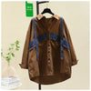 Denim Splicing Fake Two-piece Shirt Women's Jacket Autumn Loose and Thin Shirt Top