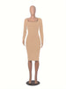 Womens Long Sleeve U-Neck Party Bodycon Midi Jumper Dress Stretch Winter Dresses