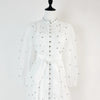 Spring Vintage Diamond Dress Women Stand Collar Lantern Sleeves Single Breasted Elegant Party Dresses Ladies Chiffon Long Robe