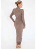 Elegant Long Sleeved Elastic Tight Pleated Maxi Dress Women Slim Party Club Evening Dress Autumn Winter Vestido