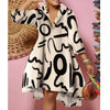 Women Sexy Printed Shirt Dresses Chic V Neck Loose Long Sleeve Dress Causal Vacation Female Mini Vestidos Robe Clothing