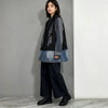 Splicing Plaid Denim Blazer Women's Heavy Industry Belt Design Loose Fake Two Pieces Casual Jacket Top