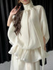 Loose Minimalist Elegant Dresses For Women High Neck Half Sleeves Patchwork Folds Elegant Dress Female Clothing