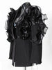 Women Black Ruffles Shaped Elegant Slim Blazer Lapel Long Sleeve Jacket Tide Spring Autumn 7AB8042
