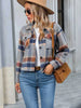 European and American Winter Product Lapel Flap Pocket Pants Casual Short Women's Plaid Jacket