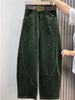 Large Size 4XL Autum Winter Trousers Women Corduroy Straight Leg Pants Retro Ladies Loose Wide-leg Pantalons