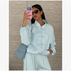 Women Frog Button Satin Jacket Lattern Pants Set Stand Collar Long Sleeve Top Wide Leg Pant Loose Fit Suit Summer Casual Outfits