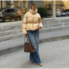 Solid Quilted Cotton Coat Women's Turtleneck Lace-up Full Sleeve Warm Jacket Autumn Winter Lady Commuter Outwear