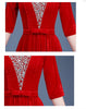 Middle-Aged Mother Golden Velvet Dress Women Autumn Party Dresses Lady V-Neck Temperament Long Dress Female Vestido