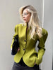 Women Long Sleeve Short Jackets Stand Neck Button Waist-cinching Chic Blazer Lady Commute Street Outerwear