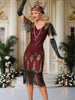 1920s Women Flapper Fringe Dress Sexy V-neck Butterfly Sleeve Sequin Banquet Party Evening Dress Ladies Vintage Gatsby Costumes