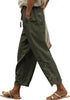 Women's Pants Elastic Waist Solid Color Lace Spliced Drawstring Pocket Simple Basic Casual 9-point Pants